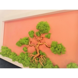 Bonsai din sarma cupru fond roz 1
