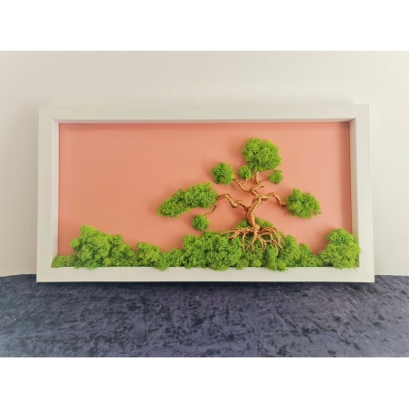 Bonsai din sarma cupru fond roz 1